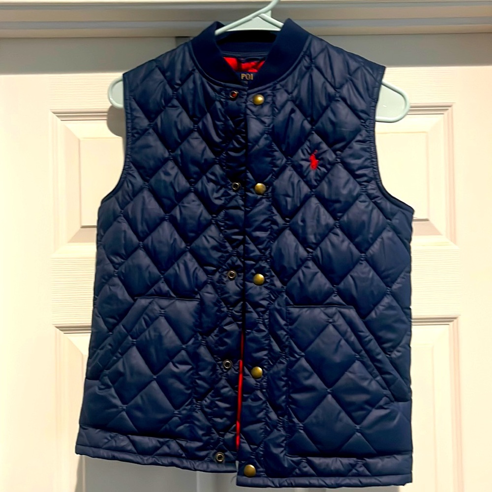 Polo Ralph Lauren quilted navy vest for boys. Size 10-12. Excellent condition!